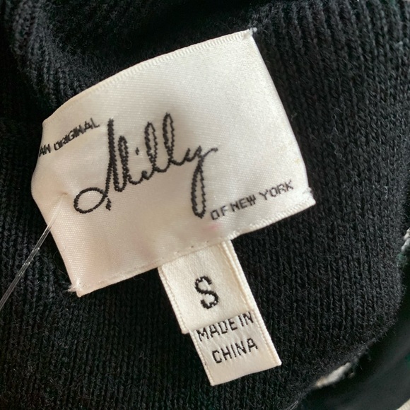 MILLY OF NEW YORK - Black Green Block Stripe Knit Dress Size Small - Picture 6 of 8
